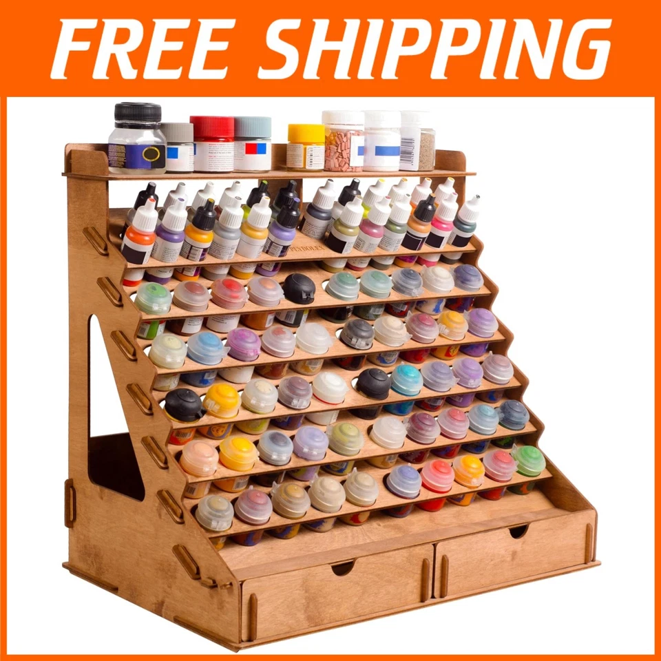 Wooden Paint Organizer - Vallejo, Citadel, Tamiya Bottles - Image 1 of 4