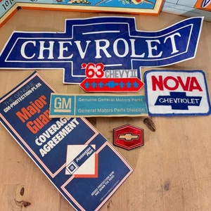 Lot Vtg Chevrolet Collectibles, Patches Nova Coverage Agreement, Sticker 13.5" - Picture 1 of 14