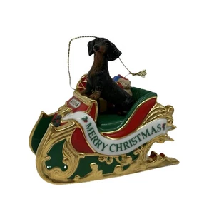 Danbury Mint Dachshund Delivery Christmas Ornament Weenie Dog Holiday Sleigh '04 - Picture 1 of 10