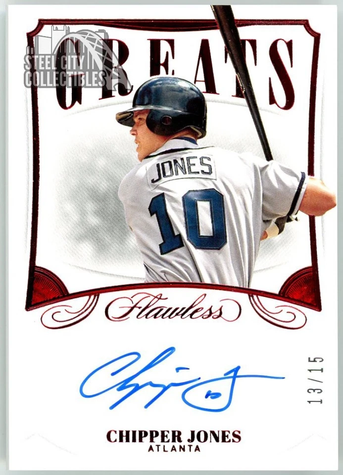 Chipper Jones 2020 Panini Flawless Greats Ruby Autograph Card #GA-CJ 13/15 - Image 1 of 2