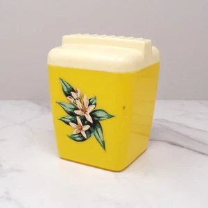 Vintage Burroughs Burrite Yellow Plastic Canister (312) with Floral Pattern - Picture 1 of 11