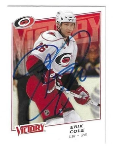 Signed ERIK COLE Carolina Hurricanes 2008-09 Victory Card #162 w/ COA - Picture 1 of 1
