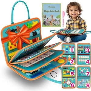 Montessori Busy Board for Toddlers - Educational Learning Toy with Zippers, B... - Picture 1 of 7