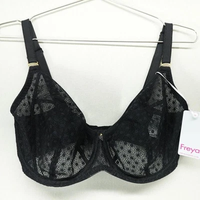 Sujetador Freya Starlight para mujer 32I negro encaje con aros copa completa lencería transparente Foto 1 de 4