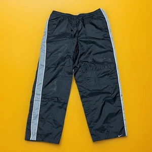 VINTAGE Nike Track Pants Nylon Black & Gray Windbreaker Y2K Zippers Men’s SZ XL - Picture 1 of 14