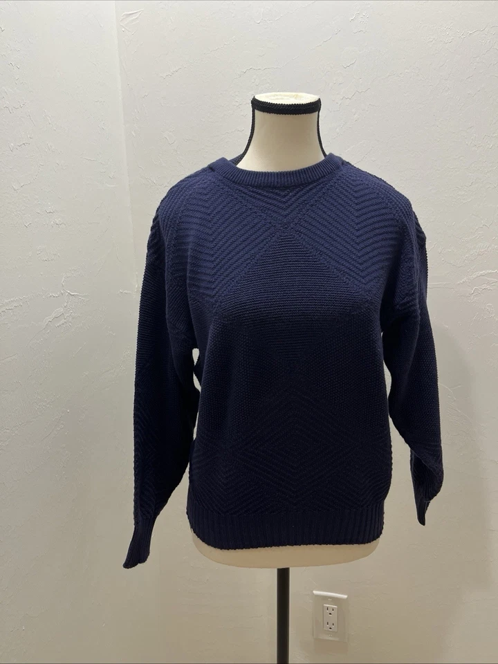 Benetton Women Blue  Knit sweater Italy Size M Top Long Sleeve Cotton - Image 1 of 4