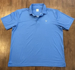 Callaway Golf Shirt Mens XXL Blue Pin Check Stretch Short Sleeve Opti Dri Polo - Picture 1 of 5