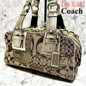 Coach Schultertasche Handtasche Signature Patchwork Gold Damen gebraucht aus Japan - Bild 1 von 13