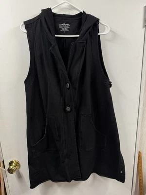 Неоновый Будда богемное Artsy Lagenlook черный с капюшоном жилет без рукавов куртка большого размера L - Изображение 1 из 4