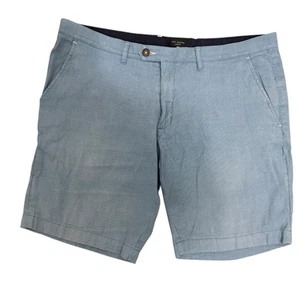 TED BAKER Herren Chino Shorts W38 Flatfront Blau Leinen AY15 - Bild 1 von 6