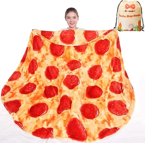 Pepperoni Pizzas Blanket 2.0 Double Sided 71 Inch for Adult and Kids, Pizzas Bla - Picture 1 of 12