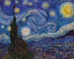 Van Gogh Starrey Night print canvas 600mm x 500mm painting art vintage - Picture 1 of 4