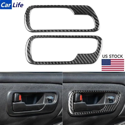 Cubierta de manija de puerta interior de fibra de carbono real 2 piezas para Acura Integra 1994-01 Foto 1 de 4