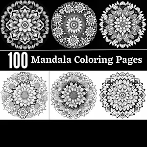 100 Mandala Ausmalbilder zum ausdrucken & POD Erlaubnis - Bild 1 von 4