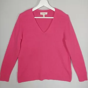 Seasalt Cornwall Hendra Lane Jumper Size 14 Pink V-Neck Wool Sweater Long Sleeve - Picture 1 of 13