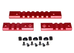 Aluminum M-Lok rail section 2pcs 3 slot 1pc 7 slot W sling swivel QD hole Red - Picture 1 of 2