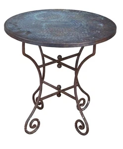 Vintage Turkish Hammered Copper & Iron Round Side End Table 24" - Picture 1 of 9