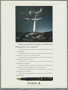 1990 Parker Pen anuncio para bolígrafo Duofold, trofeo avión marino Supermarine S.6B - Imagen 1 de 3