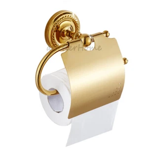 Polished Gold Bathroom Roll Toilet Paper Holder Wall Mounted Tissue Paper Rack - Picture 1 of 5