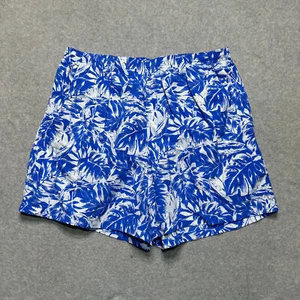Columbia PFG Swim Trunks Mens Large Blue 6" Shorts Floral Hawaiian Zip Pocket - Picture 1 of 10