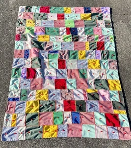 Vintage Patchwork Quilt Farmhouse 80” X 53 1/2” Handmade - Picture 1 of 10