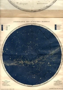 1895 Antiker Druck = STERNE HIMMELSGEWÖLBE SÜD Sternbilder = ASTRONOMIE # - Bild 1 von 1