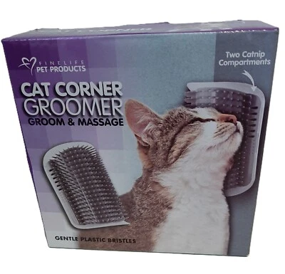 Finelife - Peluquería de esquina para gatos - Grom y masaje - Dos compartimentos para hierba gatera Foto 1 de 4