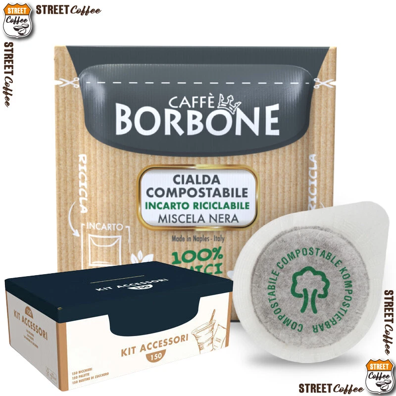 300 Cialde Caffè Borbone Miscela Nera Nero Filtrocarta ESE 44 e Kit accessori - Immagine 1 di 1