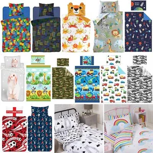 Kids Single Duvet Cover Sets - Various Designs - Cars Army Animals Space Rainbow - Picture 1 of 44