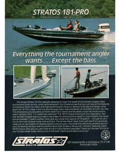 Stratos 181-PRO Torneo de Pesca Barco de Lubina Old Hickory, TN 1987 Anuncio Impreso - Imagen 1 de 2