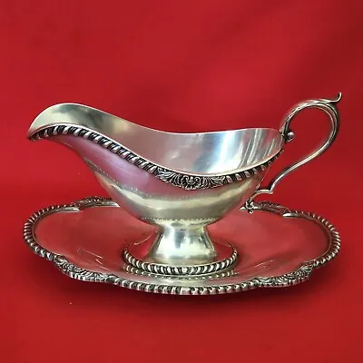 Wallace Melfori Silver Plate M608 Gravy Sauce Boat And Matching Tray • 40.41$