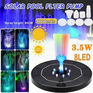 Solar Springbrunnen Akku Teichpumpe RGB LED Garten Wasserpumpe Fontäne für Außen - Bild 1 von 13