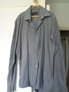 mens long sleeve shirt 15" grey/white stripe - Picture 1 of 1