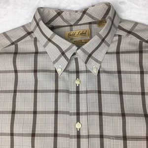 Roundtree & Yorke Gold Label Shirt Mens 2XT Tan Check Short Sleeve Non Iron - Picture 1 of 9