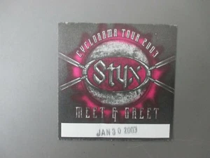 STYX backstage pass satin sticker Meet n' Greet Jan 30th, 2003 PERRI Printing Co - Picture 1 of 1