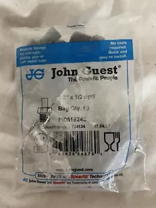 John Guest PI051624S 1/2” NPT X 1/2" Tube Gray,Push Fit, Pk10 - Picture 1 of 8