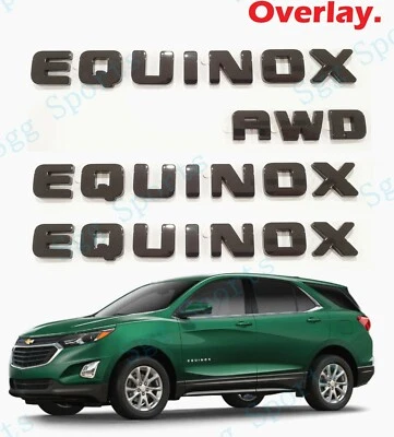 4 PIEZAS Puerta Negra Brillante y Trasera Equinox AWD Letra Emblema SUPERPOSICIÓN Chevrolet Equinox Foto 1 de 4