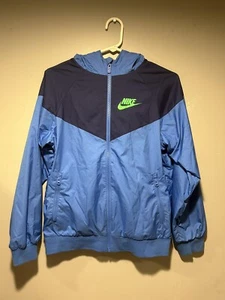 Nike Sportswear Logo Boys Kids Youth Large Blue Windrunner Hoodie Jacket Coat - Picture 1 of 6