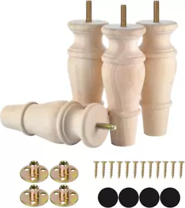 Wooden Furniture Legs 6 Inch Set of 4 Unfinished Legs for Chair Ottoman Cabin - Picture 1 of 11