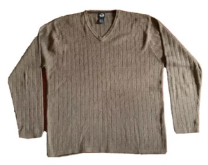 Dockers Men's Sweater V-Neck Long Geometric Brown Tan Taupe Grandpa Size L - Picture 1 of 7
