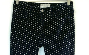 Free People schwarz gepunktet Samt Stretch Skinny Ankle Jeans Low Rise Gr. 26 - Bild 1 von 6