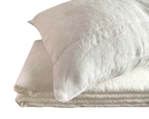 100% Leinen "Stonewashed" Bettwäsche-Set (200x200, 2St. 80x80 cm) Off White soft - Picture 1 of 4