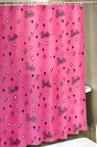 Barbie Fabric Shower Curtains 72 X 72 Pink Cotton Blend Stars Girl Kids Teens - Picture 1 of 6