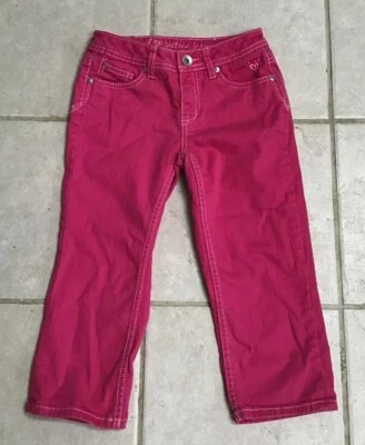 JUSTICE GIRLS MEDIUM PINK DENIM SIMPLY LOW CAPRI JEANS SZ 12S GC! - Image 1 of 2