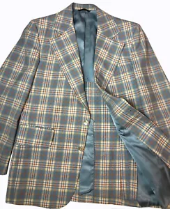 Abrigo deportivo de colección años 70 PALM BEACH para hombre talla 44 azul a cuadros chaqueta paquetes EE. UU. - Imagen 1 de 16