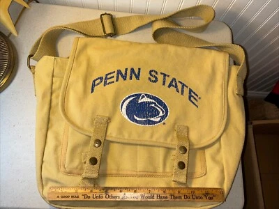 Penn State Bolso Mensajero Estuche NCAA 100% Algodón Lona Laptop Con Broches de Presión Fútbol Foto 1 de 4