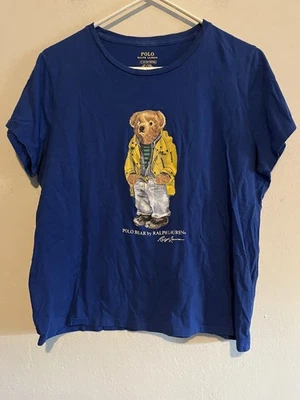 Polo Ralph Lauren Polo Bear Shirt Boys Large Blue Polo Bear Short Sleeve Fall - Image 1 of 4