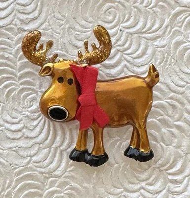 Broche prendedor vintage de Navidad alce Foto 1 de 3
