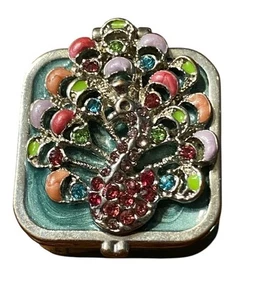 Papyrus Peacock mini jeweled box.  - Picture 1 of 7