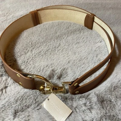 CHICO'S Selma Cognac 棕色皮革腰带女式 S/M 码可调节全新带标签 MSRP $69 — 第 1/4 张图片